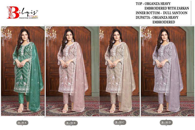 Bilqis B 93 A to D Pakistani Suits Wholesale Catalog