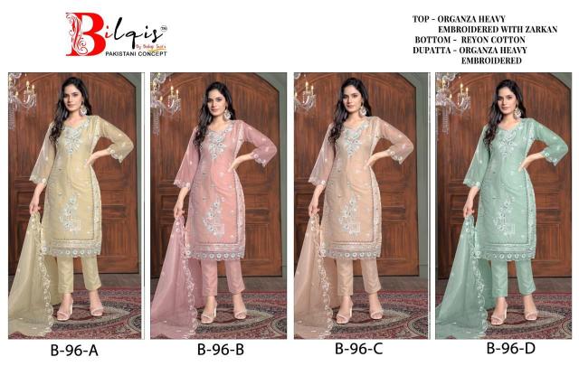Bilqis B 96 A To D Pakistani Suits Wholesale Catalog