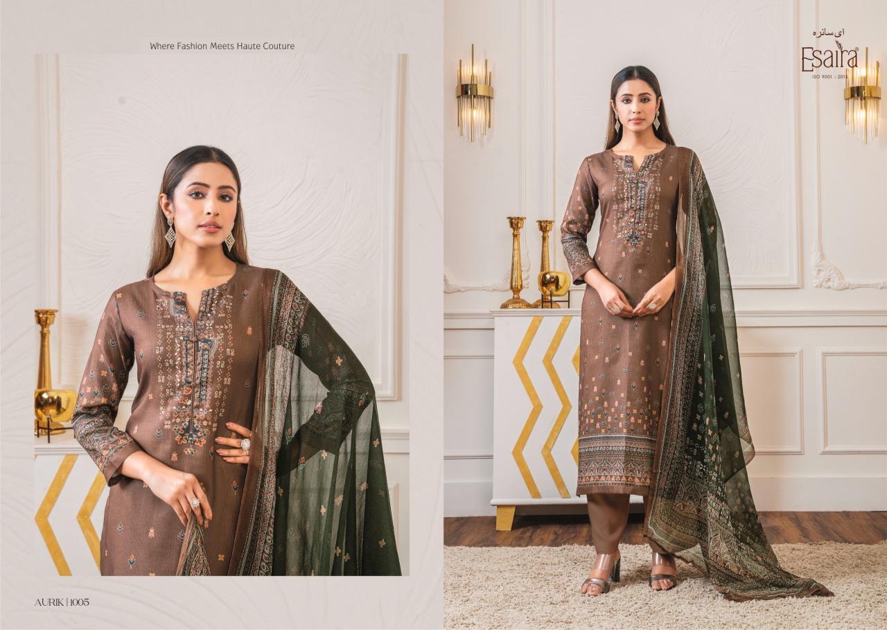 Esaira Aurik Digital Printed Pashmina Salwar Kameez Wholesale Catalog