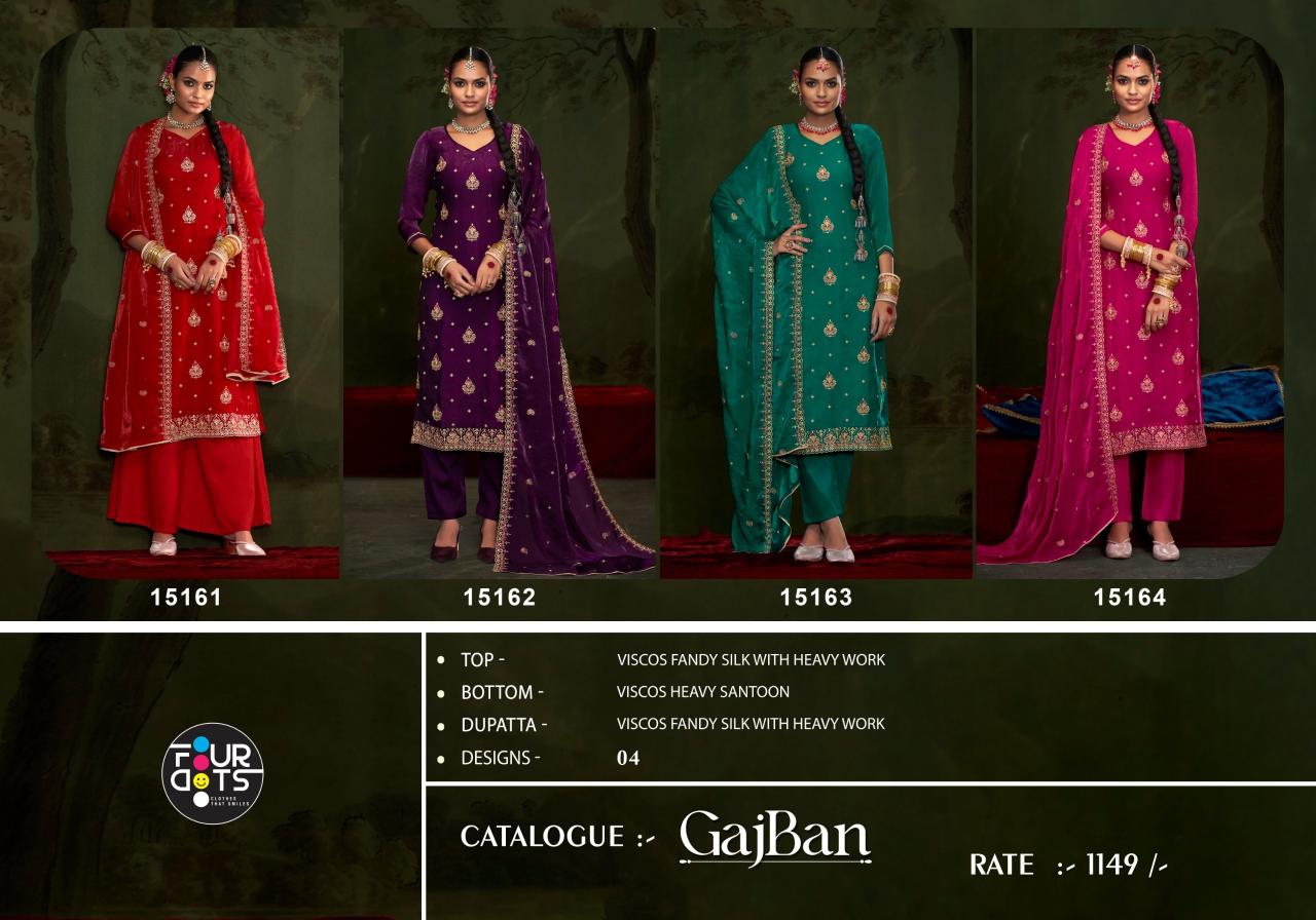 Fourdots Gajban Silk Dress Material Wholesale Online