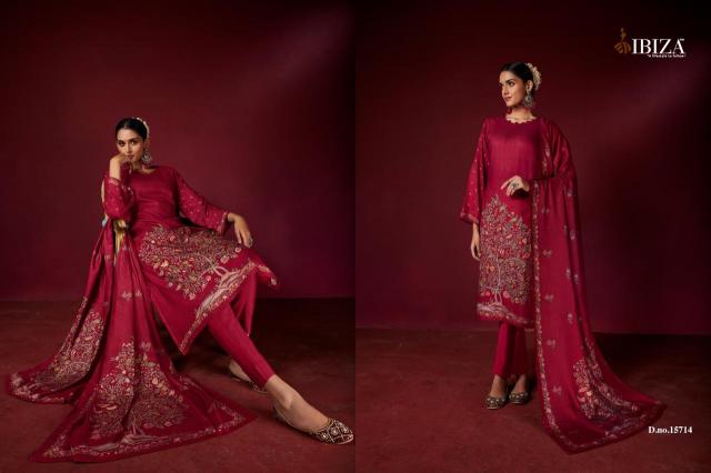 Ibiza Petals Pashmina Digital Printed Salwar Kameez Wholesale Catalog
