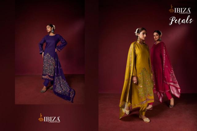 Ibiza Petals Pashmina Digital Printed Salwar Kameez Wholesale Catalog