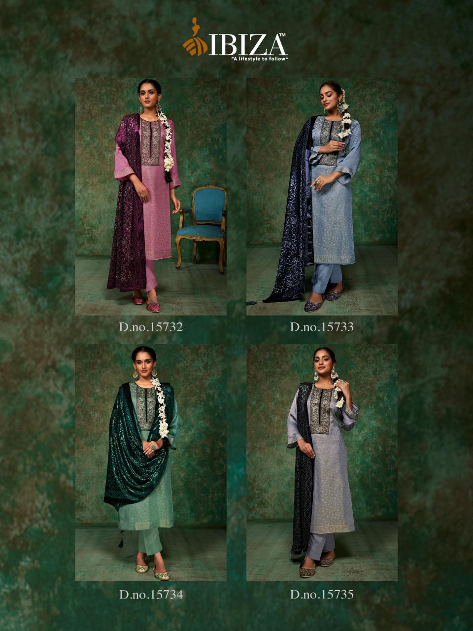 Ibiza Pinara Jacquard Silk with Velvet Pach Salwar Kameez Wholesale Catalog