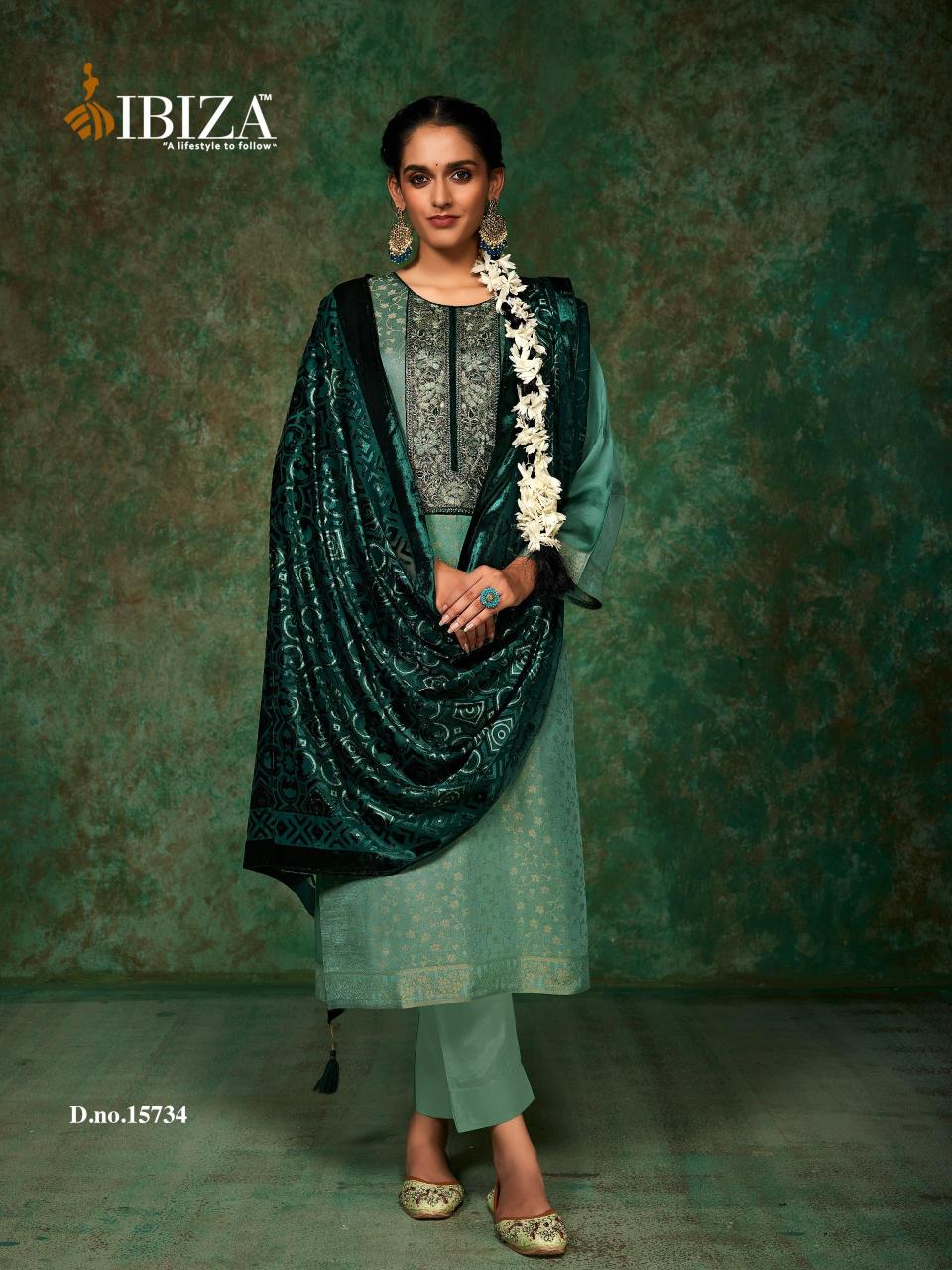 Ibiza Pinara Jacquard Silk with Velvet Pach Salwar Kameez Wholesale Catalog