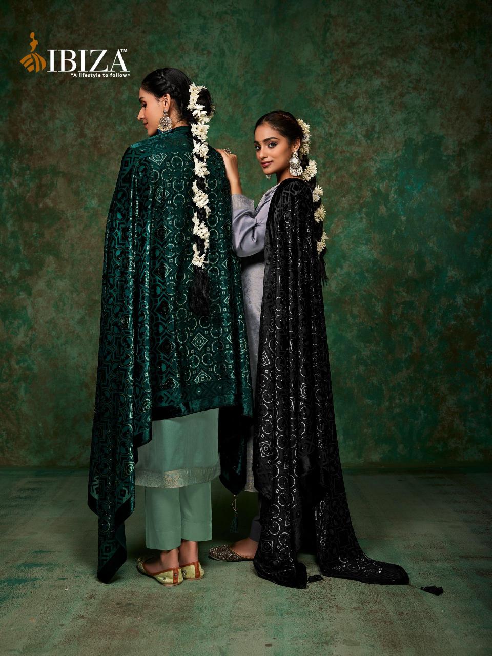 Ibiza Pinara Jacquard Silk with Velvet Pach Salwar Kameez Wholesale Catalog