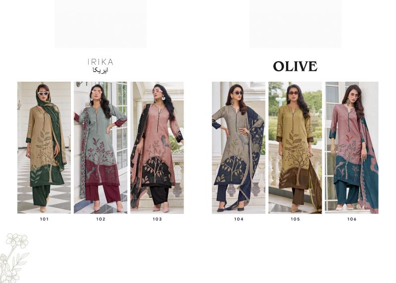 Irika Olive Digital Printed With Pashmina Salwar Kameez Wholesale Catalog