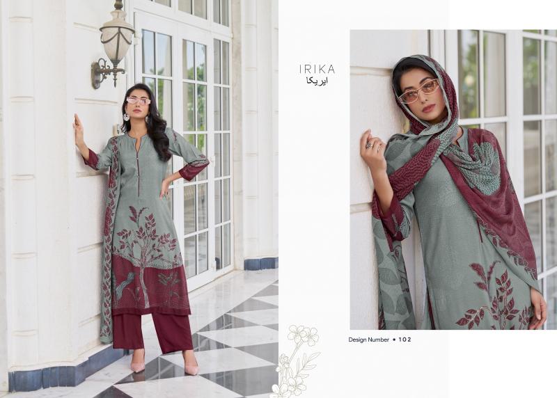 Irika Olive Digital Printed With Pashmina Salwar Kameez Wholesale Catalog