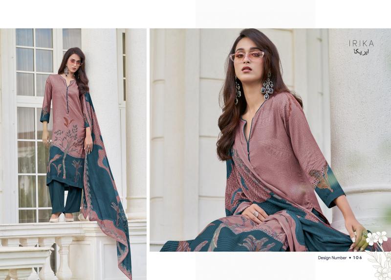 Irika Olive Digital Printed With Pashmina Salwar Kameez Wholesale Catalog
