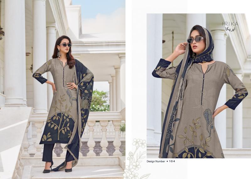 Irika Olive Digital Printed With Pashmina Salwar Kameez Wholesale Catalog