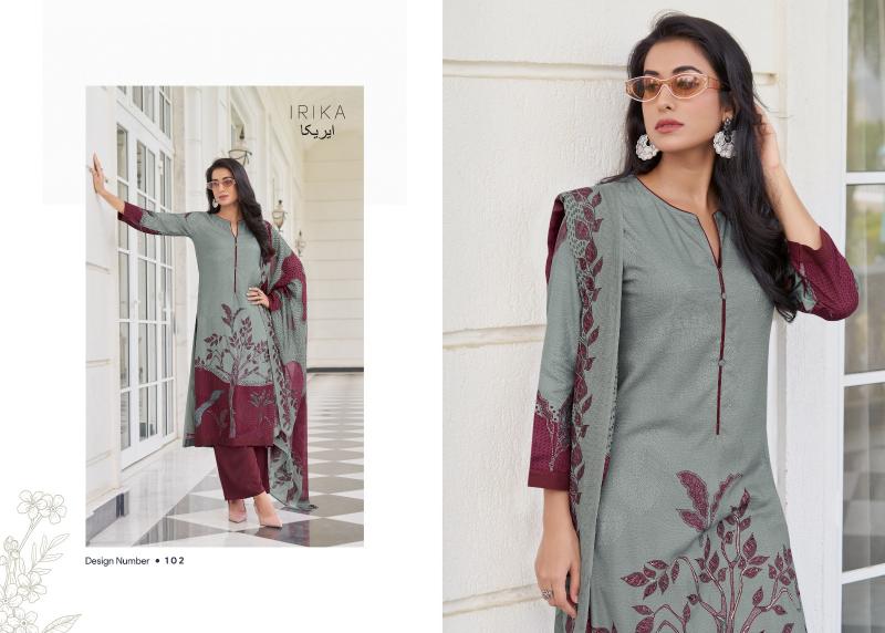 Irika Olive Digital Printed With Pashmina Salwar Kameez Wholesale Catalog