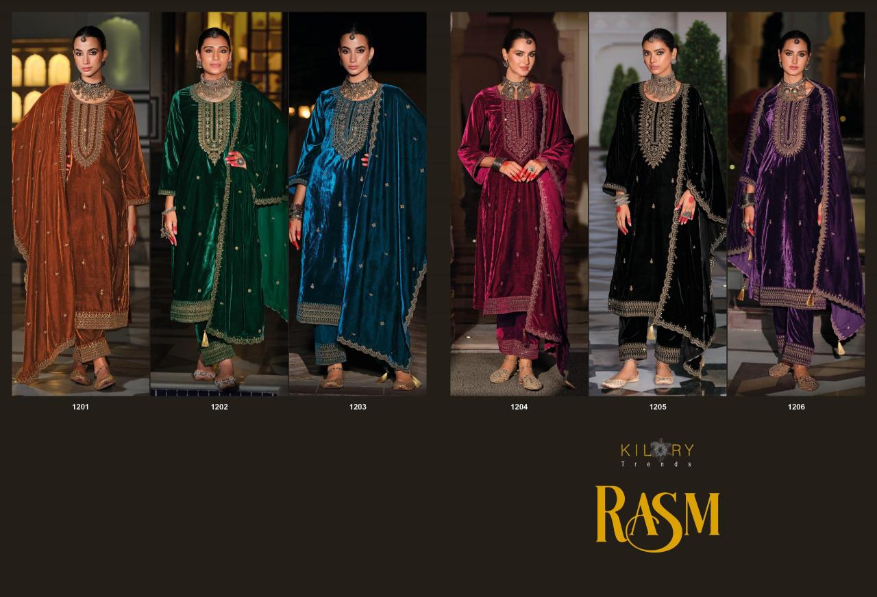 Kilory Rasm Velvet Embroidered Salwar Kameez Wholesale Catalog