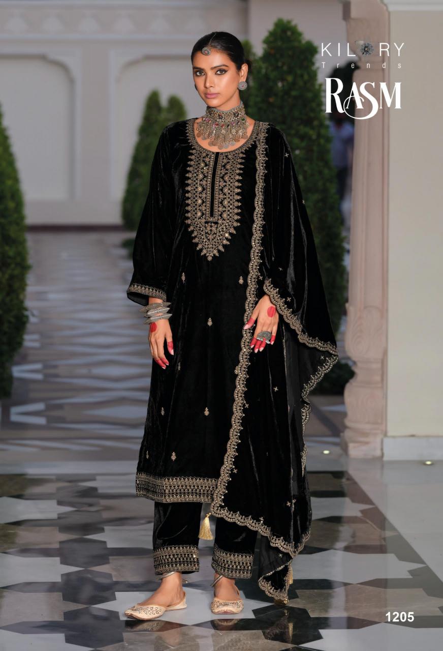 Kilory Rasm Velvet Embroidered Salwar Kameez Wholesale Catalog