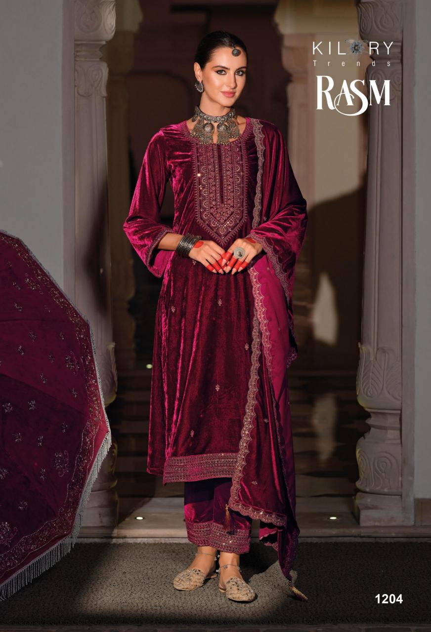 Kilory Rasm Velvet Embroidered Salwar Kameez Wholesale Catalog