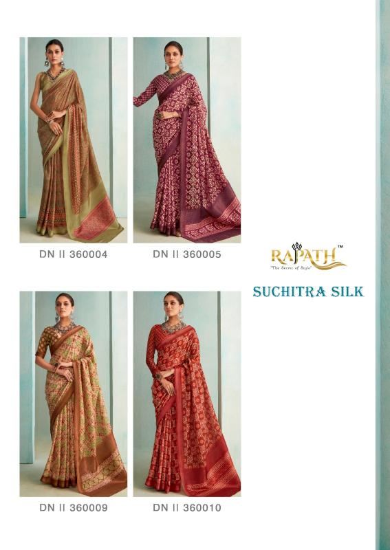 Rajpath Suchitra Silk Handloom Digital Printed Fancy Saree Wholesale Catalog