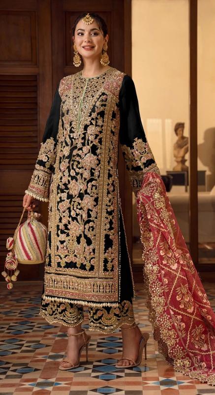 Ramsha R 1151 Cream And Black Ready Made Georgette Salwar Suits Wholesale catalog
