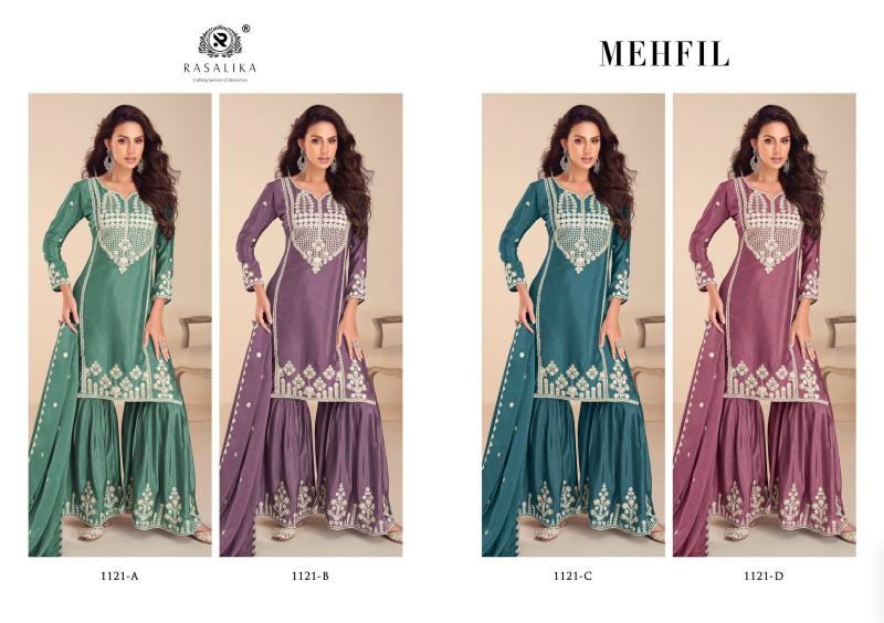 Rasalika Mehfil Chinon Silk Salwar Kameez Wholesale Catalog