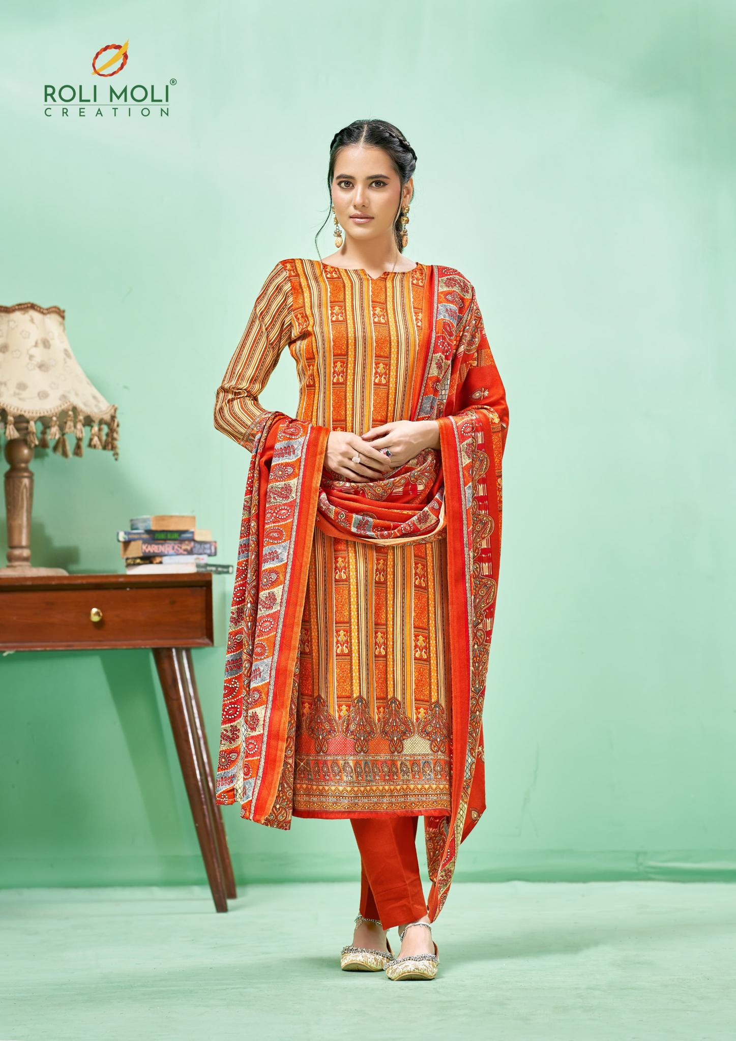 Roli Moli Andaaz Pashmina Printed Dress Material Wholesale Catalog