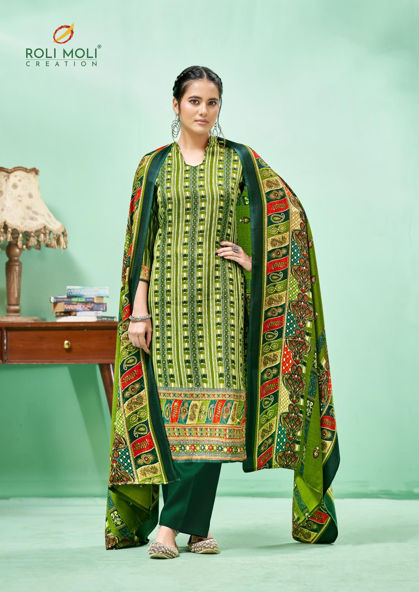 Roli Moli Andaaz Pashmina Printed Dress Material Wholesale Catalog