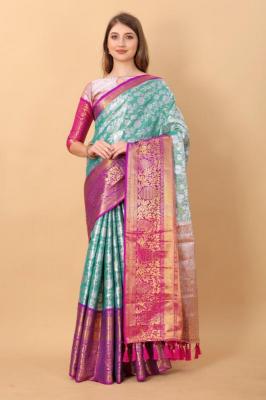 Sabella murthy Blue soft Kanjivaram Silk Surat Saree Wholesale With on