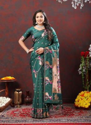 Sabella Nx -279 Gold mehandi Soft Pethani Silk Saree shops in dlf mall of india
