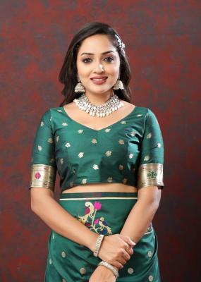 Sabella Nx -279 Gold mehandi Soft Pethani Silk Saree shops in dlf mall of india