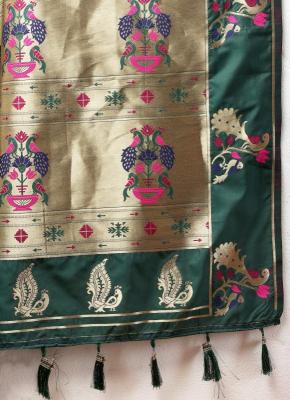 Sabella Nx -279 Gold mehandi Soft Pethani Silk Saree shops in dlf mall of india