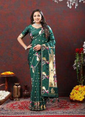Sabella Nx -279 Gold mehandi Soft Pethani Silk Saree shops in dlf mall of india