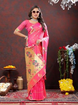 Sabella Nx -279 Gold Pink Soft Pethani Silk Saree websites india