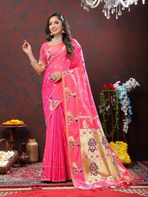 Sabella Nx -279 Gold Pink Soft Pethani Silk Saree websites india