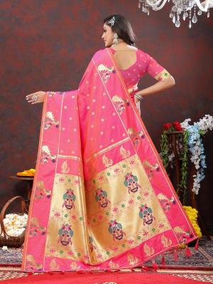 Sabella Nx -279 Gold Pink Soft Pethani Silk Saree websites india