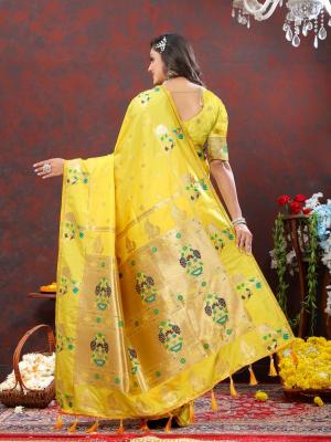 Sabella Nx -279 Gold Yellow Soft Pethani Silk Saree blouses online india