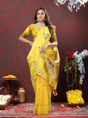 Sabella Nx -279 Gold Yellow Soft Pethani Silk Saree blouses online india