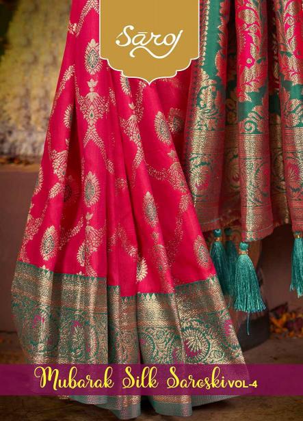Saroj Muarak silk swarovski vol.4 50*600 silk saree in surat with price wholesale 