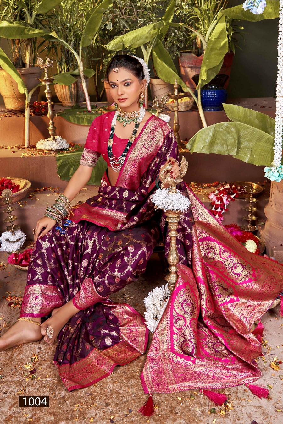 Saroj Muarak silk swarovski vol.4 50*600 silk saree in surat with price wholesale 
