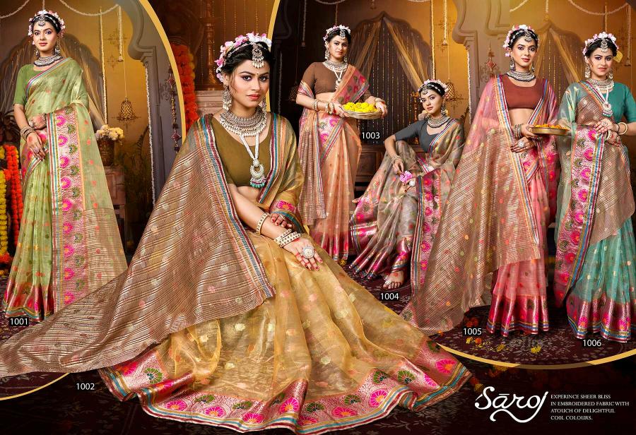 Saroj Pretty woman tissue vol.4 organza silk saree in surat with price wholesale 