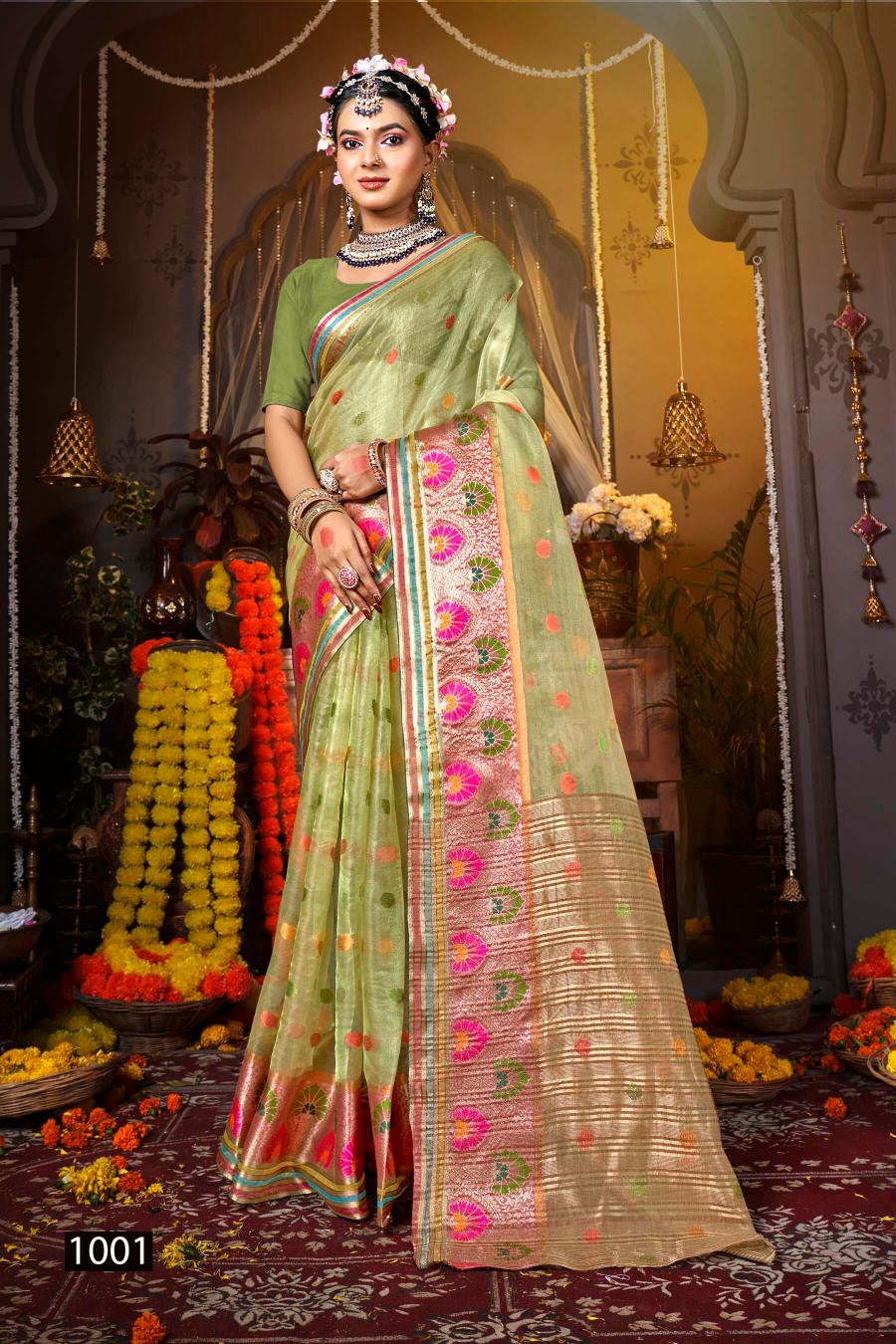 Saroj Pretty woman tissue vol.4 organza silk saree in surat with price wholesale 