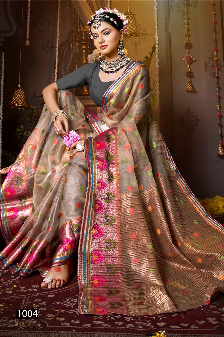Saroj Pretty woman tissue vol.4 organza silk saree in surat with price wholesale 