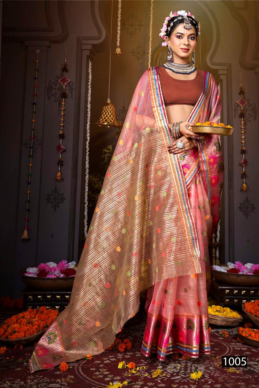 Saroj Pretty woman tissue vol.4 organza silk saree in surat with price wholesale 