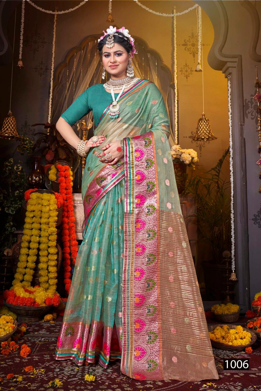Saroj Pretty woman tissue vol.4 organza silk saree in surat with price wholesale 