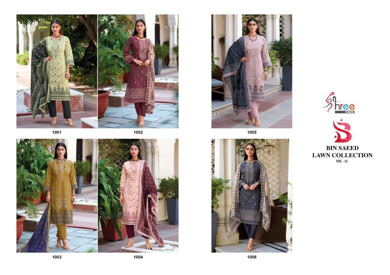 Shree Bin Saeed Lawn Collection Vol 15 Salwar Kameez Wholesale Catalog