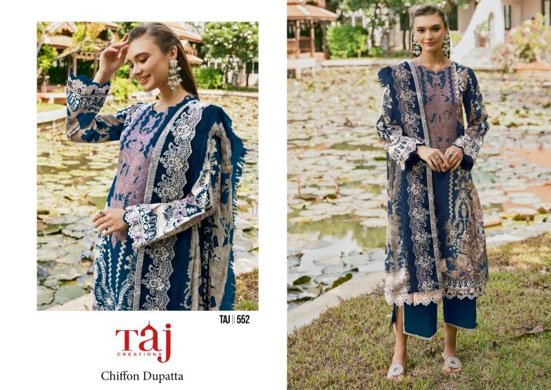 Taj 549 And 552 Chiffon Dupatta Pakistani Suits Wholesale Catalog