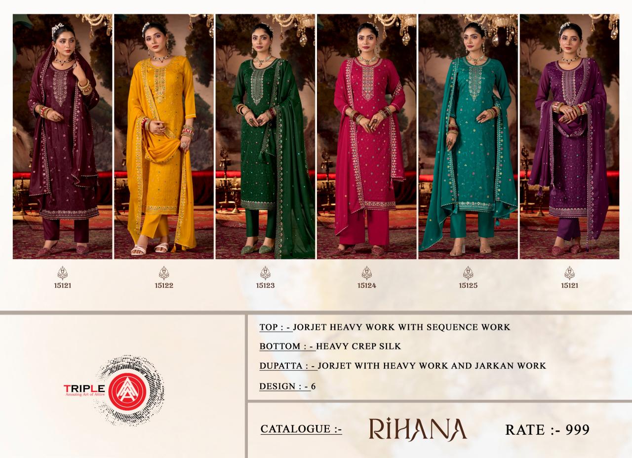 Triple Aaa Rihana Georgette Dress Material Wholesale Catalog