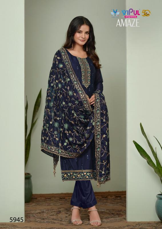 Vipul Amaze Silk Georgette With Embroidery Salwar Kameez Wholesale Catalog