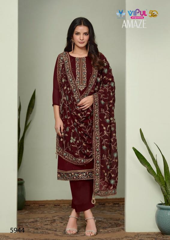 Vipul Amaze Silk Georgette With Embroidery Salwar Kameez Wholesale Catalog