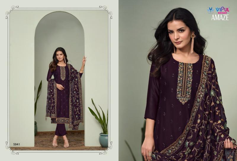 Vipul Amaze Silk Georgette With Embroidery Salwar Kameez Wholesale Catalog