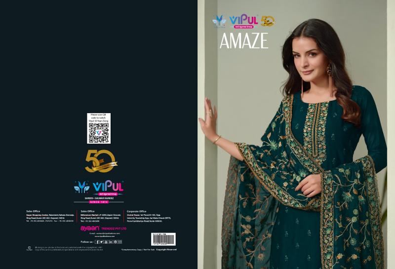Vipul Amaze Silk Georgette With Embroidery Salwar Kameez Wholesale Catalog