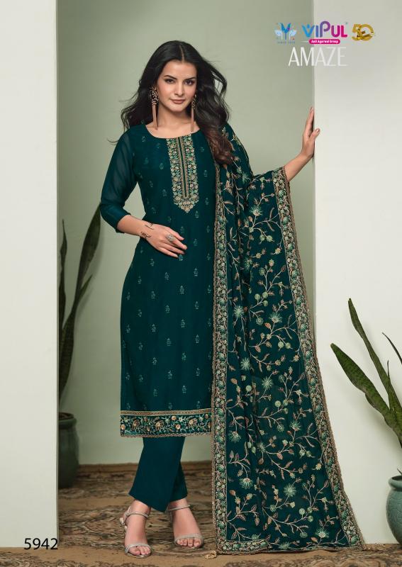 Vipul Amaze Silk Georgette With Embroidery Salwar Kameez Wholesale Catalog