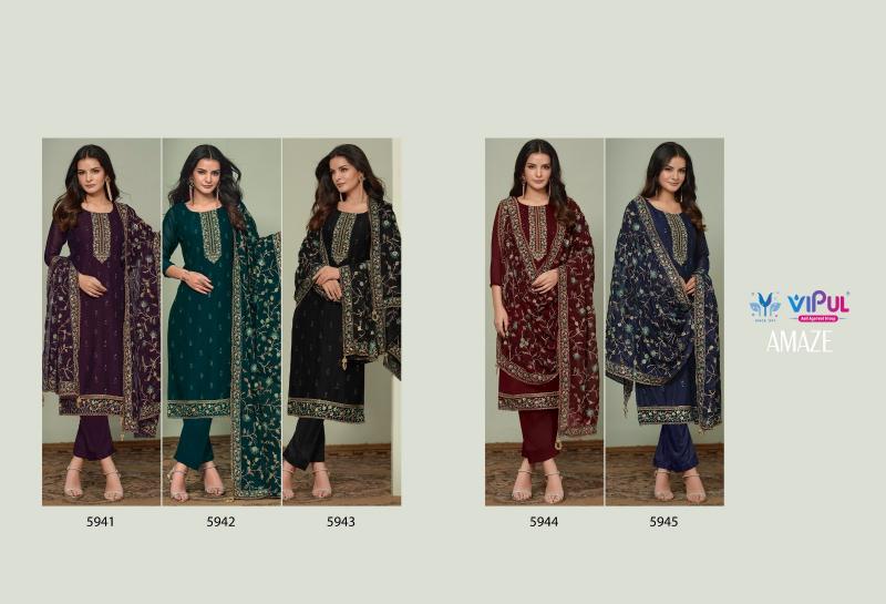 Vipul Amaze Silk Georgette With Embroidery Salwar Kameez Wholesale Catalog