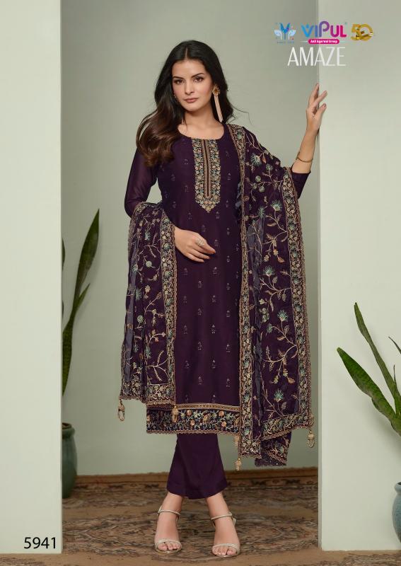 Vipul Amaze Silk Georgette With Embroidery Salwar Kameez Wholesale Catalog