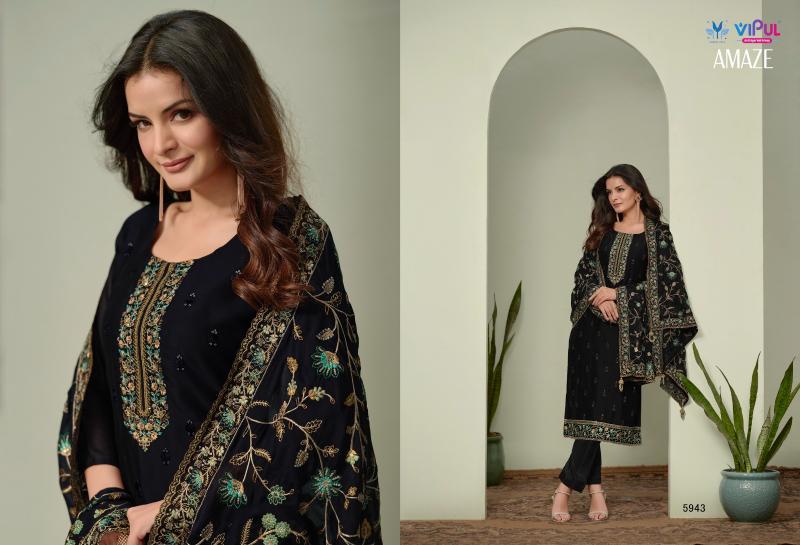 Vipul Amaze Silk Georgette With Embroidery Salwar Kameez Wholesale Catalog